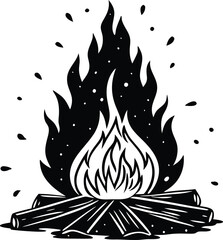 bonfire vector silhouette, fire vector, Campfire icon, flame icon