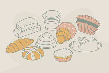 French Pastry Chalk-Style Illustration