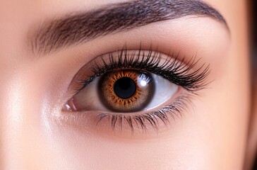Obraz premium Close-up of Brown Eye with Contact Lens