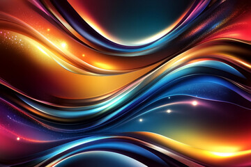 Naklejka premium metallic color wave abstract background with neon light effect