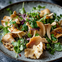 Fresh Oyster Mushroom and Arugula Salad with Herbs
