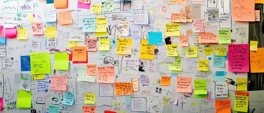 Engage in a creative brainstorming session using sticky notes to dive deep into ideas