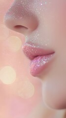 Fototapeta premium Experience the enchantment of pastel tones with closeup glitter bokeh magic