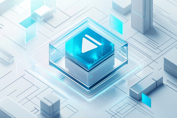 an isometric video player icon