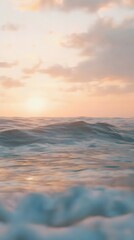 Fototapeta premium Experience tranquility with a blurry seaside horizon at sunset over gentle waves