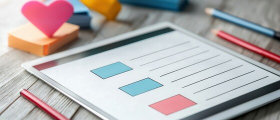 Organize your productivity closeup of a task list on a tablet with blank space for notes