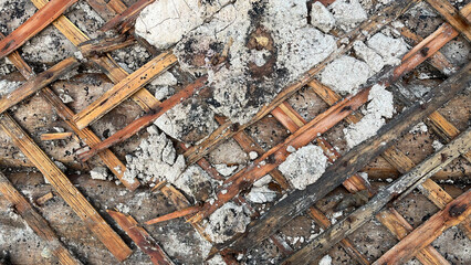wooden debris, construction waste, demolition site, wooden house demolition, house demolition,...