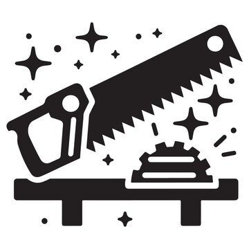black saw cutting wood clip art preview
