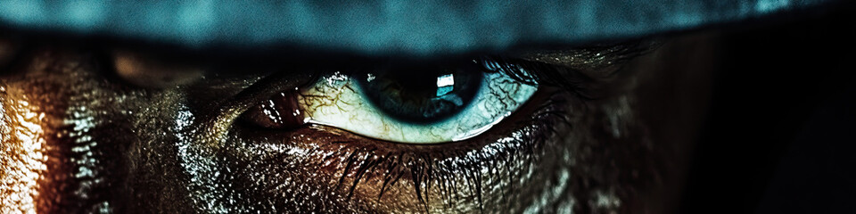 Fototapeta premium Eyeball Eye: A gritty close-up of a detective's intense gaze.