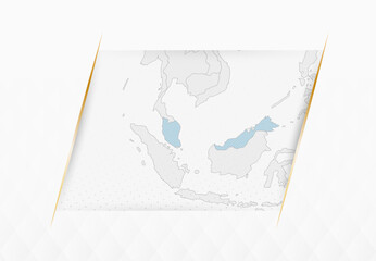 Malaysia Map in Blue with Gold Framed Accents. Modern Vector Map of Malaysia.