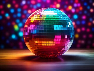 Fototapeta premium Colorful Disco Ball with Bright Background