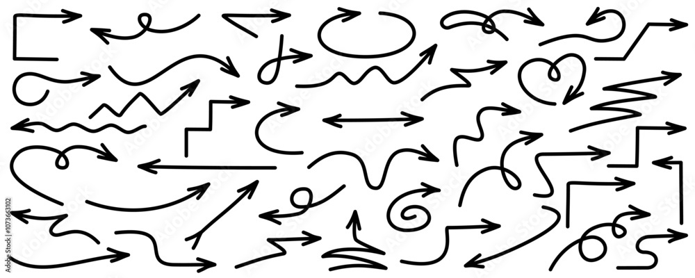Aufkleber Arrow element set, twisted curve arrows