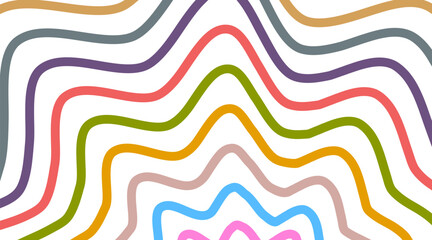 Colorful waves background in retro style, lines abstract background texture