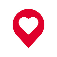 Love location icon, heart pointer logo