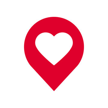 Love location icon, heart pointer logo