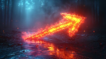 Bright Colorful Arrow Light Pointing Right in Forest