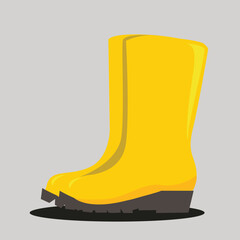 Yellow high clean rubber boots. Gardening, autumn. 