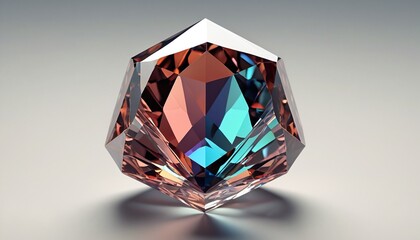 A faceted glass gem with multiple angles and clear, sharp edges, reflecting light delicately, Generative AI