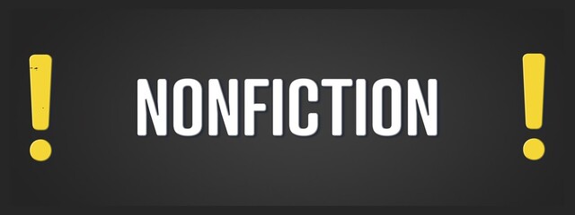 Nonfiction. A blackboard with white text. Illustration with grunge text style.