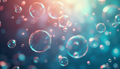 Abstract Blue Background with Soap Bubbles