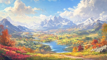 Naklejka premium Majestic Mountain Valley