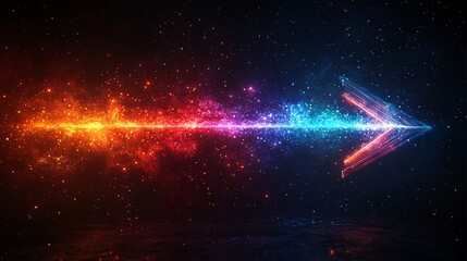 Dynamic Vibrant Arrow Pointing Right in Space Background