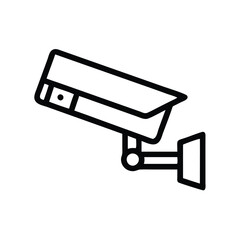 Security camera icon, Vector icon of a wall-mounted security camera, representing surveillance and monitoring equipment.