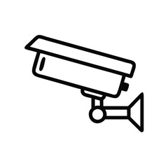 Security camera icon, Vector icon of a wall-mounted security camera, representing surveillance and monitoring equipment.