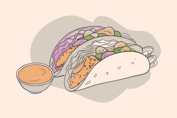 Mexican Taco Night Vector Illustration