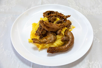 Traditional and rustic Brazilian dish, free-range chicken with polenta. Real food
