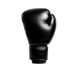 Black boxing glove on a clean background showcasing the impact of sports training equipment for athletes and fitness enthusiasts promoting dynamic strength and resilience