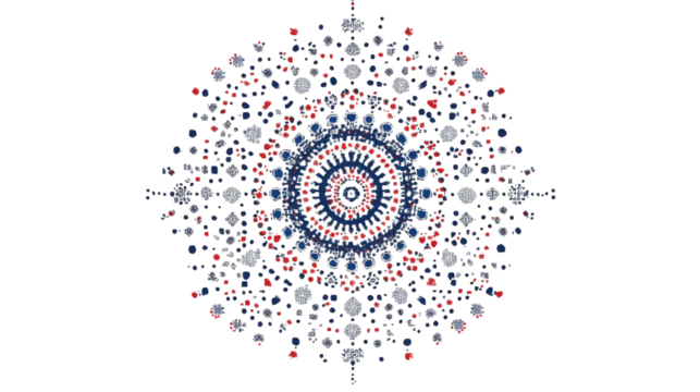 Symmetrical mandala pattern made of pixel art shapes