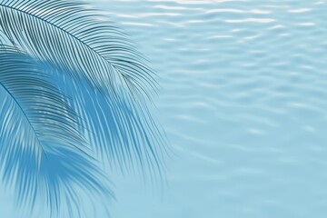 Obraz premium Tropical palm leaf shadow over rippling blue water, serene and refreshing summer poolside vibe