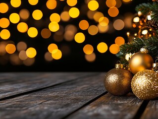 Fototapeta premium A wooden table with gold ornaments on top of it