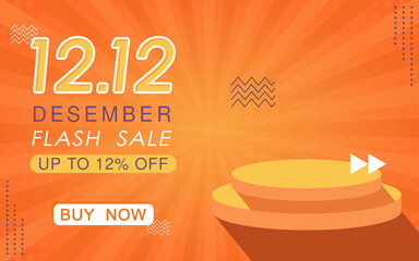 12.12 shopping day grand sale banner or poster with realistic podium. 12.12 shopping day mega sale banner or poster with illustrative podium
