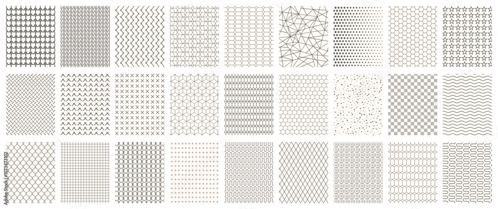 Poster Geometric seamless patterns set. Abstract geometric graphic design print pattern cubes. Patterns, backgrounds and wallpapers for design - stock vector