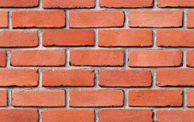 Obraz premium Rustic red brick wall with aged texture, weathered and imperfect bricks for a vintage architectural background