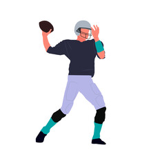 Illustration element of a rugby player about to throw a rugby ball, to add a design element.
