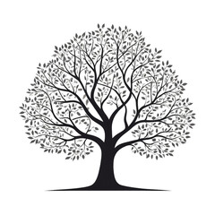 Fototapeta premium Majestic Tree with Sturdy Trunk and Spreading Branches. Vibrant Tree with Lush Green Foliage