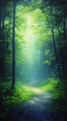 Obraz premium A beautiful dreamy landscape illustration. 