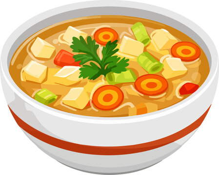 bowl of soup with vegetables, white bowl clip art preview