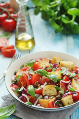 Panzanella salad, traditional dish of Italian cuisine