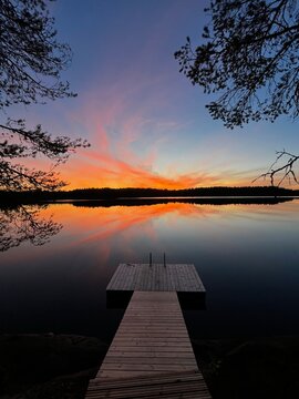 Fototapeta Sunset on the lake, Finland  