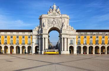 Rua Augusta Arch is a triumphal, historical building in Lisbon on Commerce Square, Portugal