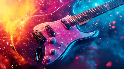 Obraz premium a guitar with a bright blue body