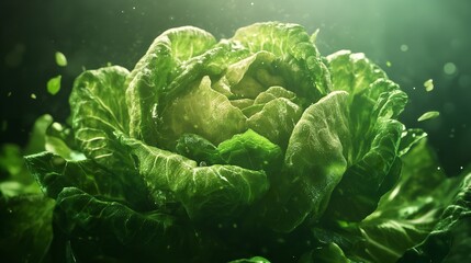 Obraz premium fresh green lettuce leaves close up