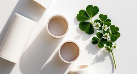 Good luck concept image with rolls and clover.