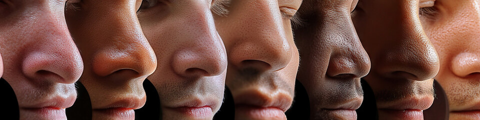 Naklejka premium Nose: A montage of noses from around the world, showcasing the vast variety in size, shape, and ethnicity.