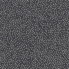 White polka dots on a dark grey background. Sharp dot details in 8K. The grey background makes the white dots look bright and vibrant.