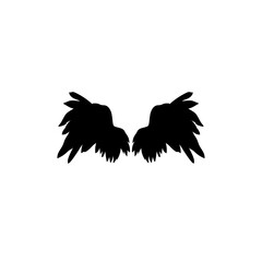 Black and Pinion wings of bird on white background, Vector. Falcon Eagle Bird Logo Template vector icon, black wings animal wings, bird, bat and fly